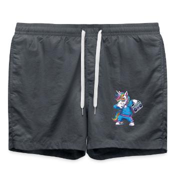 Einhorn in den 80er mit Kassettenrecorder - Badeshorts - Anthrazit - Vorne - AI Model Male 185 light (185cm)