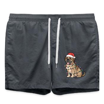 Mastiff Noël Lumières Noël Chiens Cadeaux - Short de bain - charbon - Devant - AI Model Male 185 light (185cm)