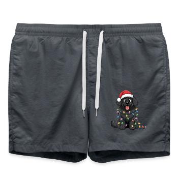 Newfoundland Christmas Lights Xmas Dogs Gifts - Badeshorts - Anthrazit - Vorne - AI Model Male 185 light (185cm)