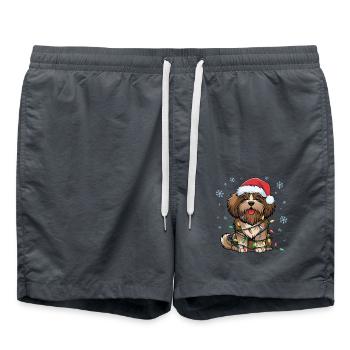 Havanese Christmas Lights Xmas Dogs Gifts - Swim Trunks - anthracite - Front - AI Model Male 185 light (185cm)