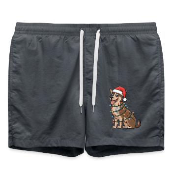Norwegian Elkhound Christmas Lights Xmas Dogs - Swim Trunks - anthracite - Front - AI Model Male 185 light (185cm)