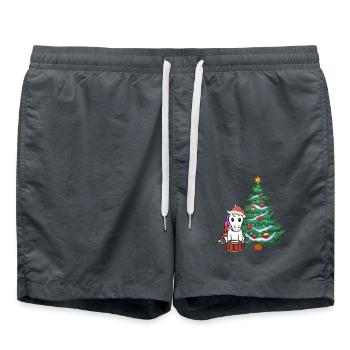 Unicorn Christmas Christmas Xmas - Swim Trunks - anthracite - Front - AI Model Male 185 light (185cm)