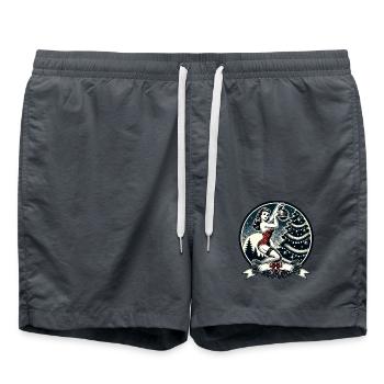 Festive retro Christmas magic with pin-up flair - Swim Trunks - anthracite - Front - AI Model Male 185 light (185cm)