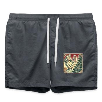Retro Weihnachts Pin-Up Nostalgie - Badeshorts - Anthrazit - Vorne - AI Model Male 185 light (185cm)