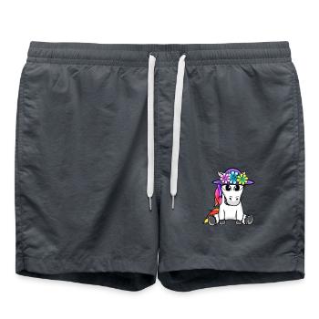 Licorne mignonne Licornes Cheval Chevaux Enfants - Short de bain - charbon - Devant - AI Model Male 185 light (185cm)