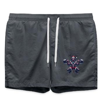 Krampus Bodybuilder Muscle Training Winter Gym - Swim Trunks - anthracite - Front - AI Model Male 185 light (185cm)