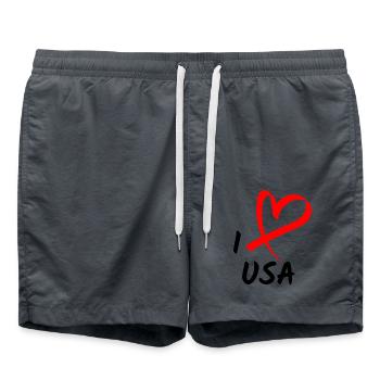 I Love USA Ich Liebe Amerika Herz Geschenk - Badeshorts - Anthrazit - Vorne - AI Model Male 185 light (185cm)