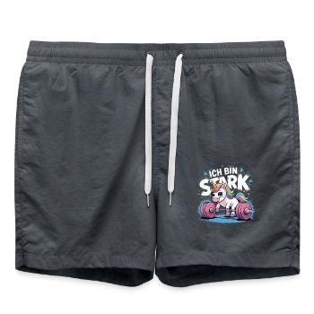 Einhorn Unicorn Ich Bin So Stark - Badeshorts - Anthrazit - Vorne - AI Model Male 185 light (185cm)