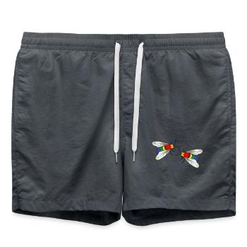 LGBT Abeille Guêpe Gay Pride Drapeau arc-en-ciel - Short de bain - charbon - Devant - AI Model Male 185 light (185cm)