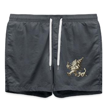 Promenade de Noël rétro avec de la bière - Short de bain - charbon - Devant - AI Model Male 185 light (185cm)