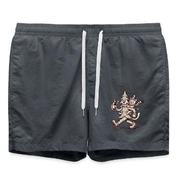 Retro Weihnachtsbaum Und Katze Winterspaß - Badeshorts - Anthrazit - Vorne - AI Model Male 185 light (185cm)