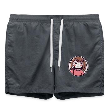 Bored cartoon girl - Swim Trunks - anthracite - Front - AI Model Male 185 light (185cm)