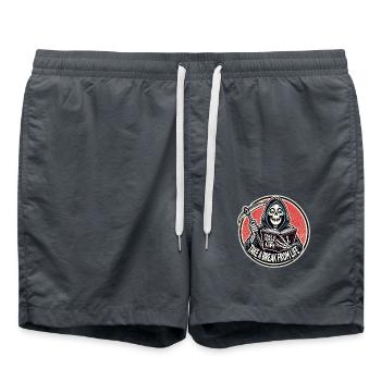 Grim Reaper reads "Take a break from life" - Swim Trunks - anthracite - Front - AI Model Male 185 light (185cm)