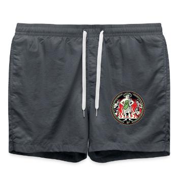 Antikes Römisches Fegefeuer, Dante zeigt Gurke - Badeshorts - Anthrazit - Vorne - AI Model Male 185 light (185cm)