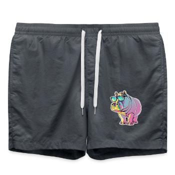 Lustiges Nilpferd mit Sonnenbrille für einen - Badeshorts - Anthrazit - Vorne - AI Model Male 185 light (185cm)