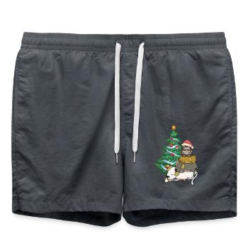 Chien Chat Père Noël Père Noël Animaux de compagnie Enfant - Short de bain - charbon - Devant - AI Model Male 185 light (185cm)