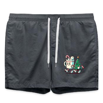 Fröhliche Weihnachten Retro Vintage Look - Badeshorts - Anthrazit - Vorne - AI Model Male 185 light (185cm)