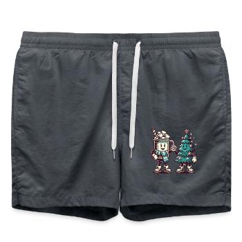 Weihnachten Retro Heiße Schokolade Mit Tannenbaum - Badeshorts - Anthrazit - Vorne - AI Model Male 185 light (185cm)