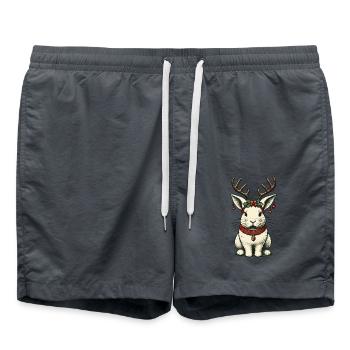 Lapin de Noël avec bois et cloches - Short de bain - charbon - Devant - AI Model Male 185 light (185cm)