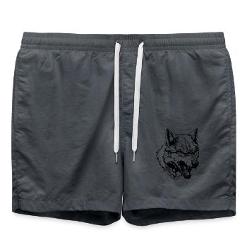 Wolf Portrait - Swim Trunks - anthracite - Front - AI Model Male 185 light (185cm)