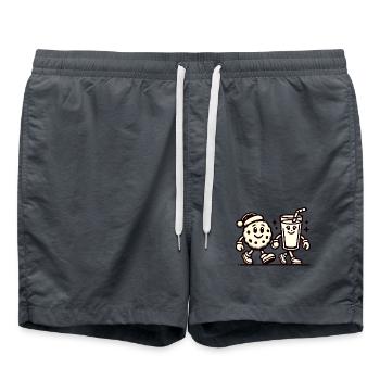 Christmas Vintage Biscuit And Milk Fun - Swim Trunks - anthracite - Front - AI Model Male 185 light (185cm)