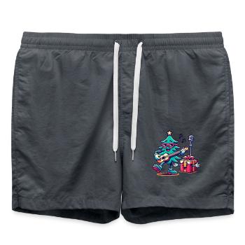 Fröhlicher Weihnachtsbaum Retro Musik - Badeshorts - Anthrazit - Vorne - AI Model Male 185 light (185cm)