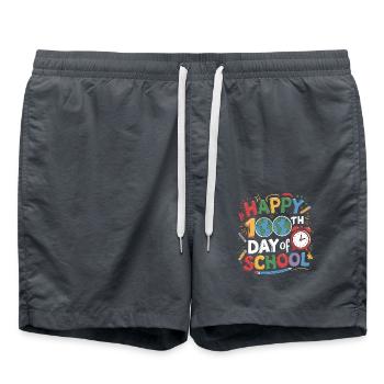 Happy 100th Day of School Colorful Kids Girls Boys - Swim Trunks - anthracite - Front - AI Model Male 185 light (185cm)