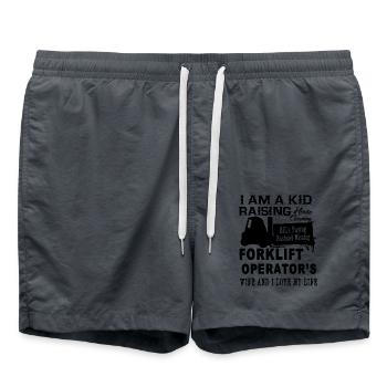 Forklift Operator Wife - Swim Trunks - anthracite - Front - AI Model Male 185 light (185cm)