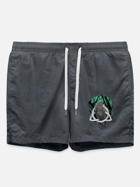 Wald Rabe Raben Krähe Krähen mystisch Vogel - Badeshorts - Anthrazit
