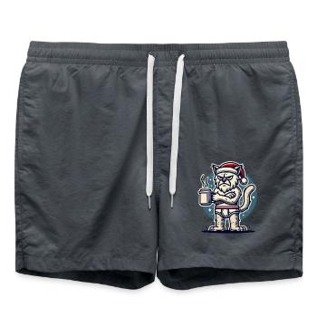 Chat avec un chapeau de Noël - Short de bain - charbon - Devant - AI Model Male 185 light (185cm)
