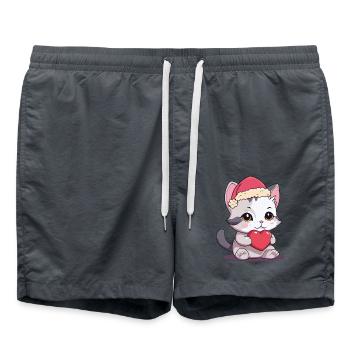 Niedliche Katze Weihnachtsgeschenk Katzen Kind - Badeshorts - Anthrazit - Vorne - AI Model Male 185 light (185cm)