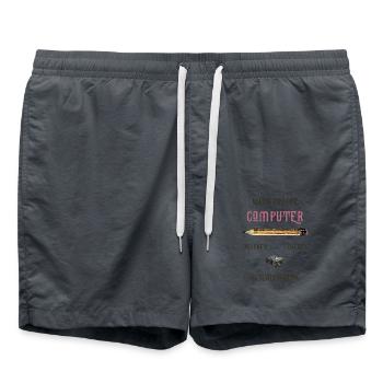 Mein erster Computer old school - Badeshorts - Anthrazit - Vorne - AI Model Male 185 light (185cm)