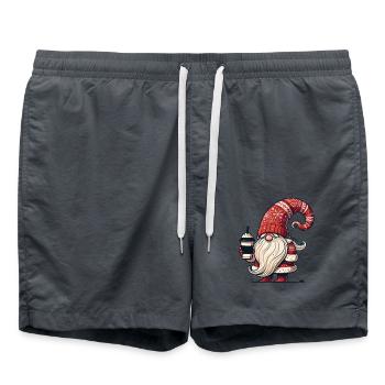 Christmas Gnome with Coffee for Coffee Lovers - Swim Trunks - anthracite - Front - AI Model Male 185 light (185cm)