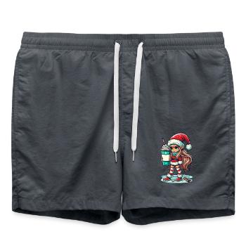 Nain de Noël au café - Short de bain - charbon - Devant - AI Model Male 185 light (185cm)