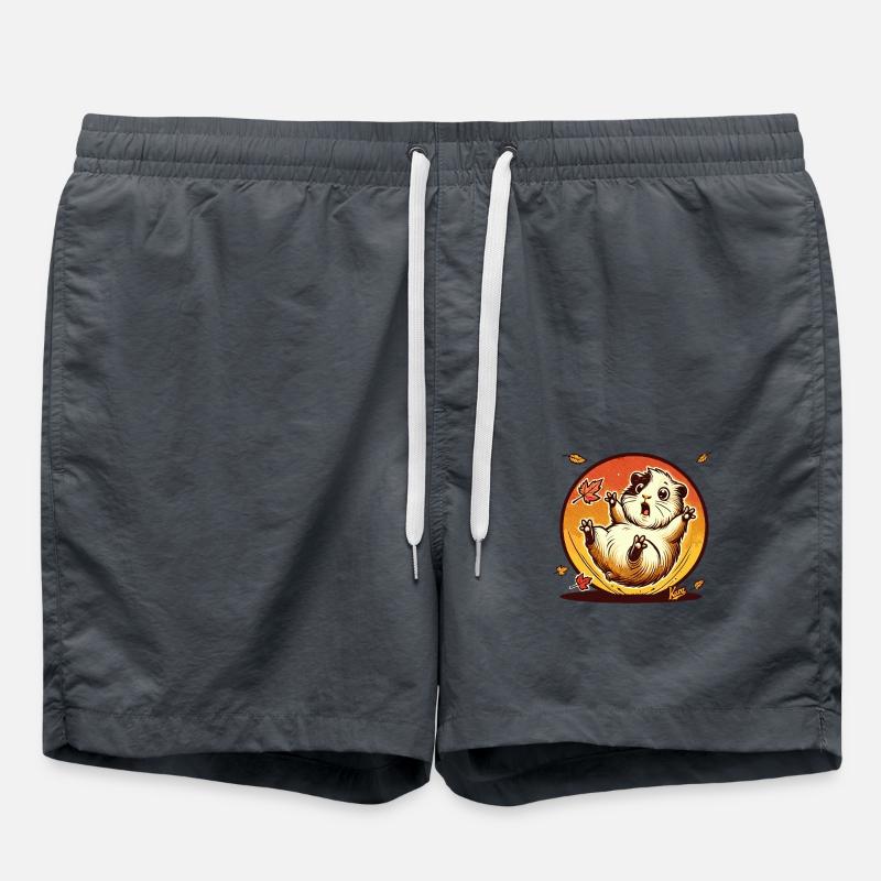 Hamster mit Herbst-Blättern - Badeshorts - Anthrazit