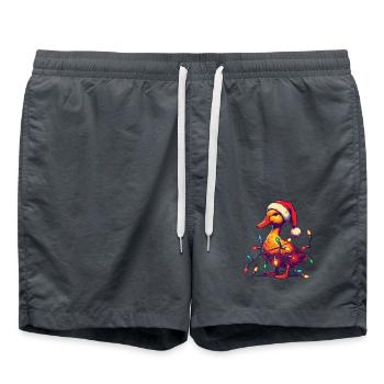 Canard drôle de Noël avec des guirlandes lumineuses - Short de bain - charbon - Devant - AI Model Male 185 light (185cm)