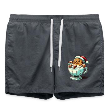 Merry Biscuit Christmas Retro Vintage Style - Swim Trunks - anthracite - Front - AI Model Male 185 light (185cm)