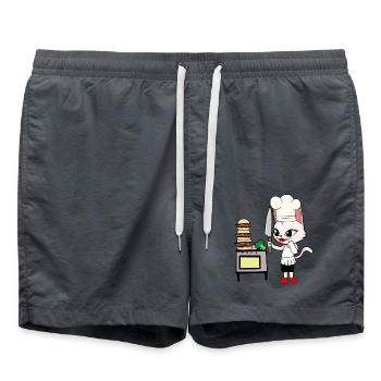 Cat Cuisinier Cuisinier Cuisiniers Chats Hôtes - Short de bain - charbon - Devant - AI Model Male 185 light (185cm)