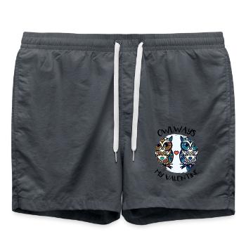 Hiboux mon hibou de la Saint-Valentin - Short de bain - charbon - Devant - AI Model Male 185 light (185cm)