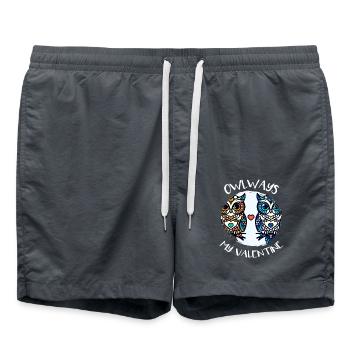 Hiboux mon hibou de la Saint-Valentin - Short de bain - charbon - Devant - AI Model Male 185 light (185cm)