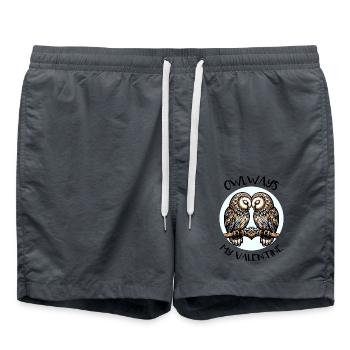 Hiboux mon hibou de la Saint-Valentin - Short de bain - charbon - Devant - AI Model Male 185 light (185cm)