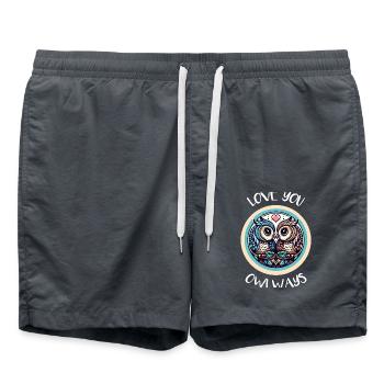 Hiboux mon hibou de la Saint-Valentin - Short de bain - charbon - Devant - AI Model Male 185 light (185cm)