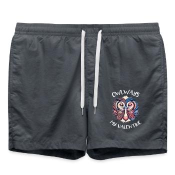 Hiboux mon hibou de la Saint-Valentin - Short de bain - charbon - Devant - AI Model Male 185 light (185cm)