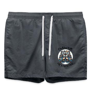 Hiboux mon hibou de la Saint-Valentin - Short de bain - charbon - Devant - AI Model Male 185 light (185cm)