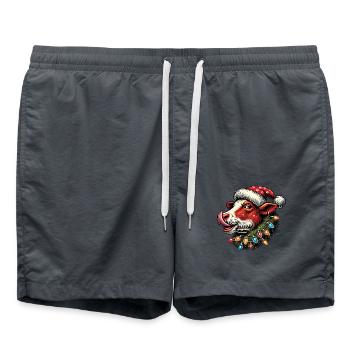 Weihnachten Lustige Kuh Mit Lichterkette - Badeshorts - Anthrazit - Vorne - AI Model Male 185 light (185cm)