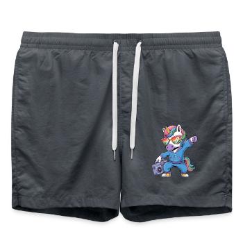 Einhorn in den 80er mit Kassettenrecorder - Badeshorts - Anthrazit - Vorne - AI Model Male 185 light (185cm)
