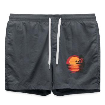 Sonnenuntergang Urlaubsreif Strand Meer Palmen - Badeshorts - Anthrazit - Vorne - AI Model Male 185 light (185cm)