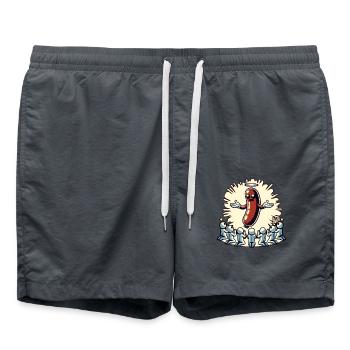 Les disciples de la viande prient la sainte bratwurst - Short de bain - charbon - Devant - AI Model Male 185 light (185cm)