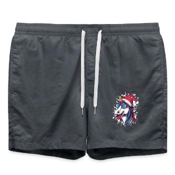 Unicorn Christmas Funny - Swim Trunks - anthracite - Front - AI Model Male 185 light (185cm)