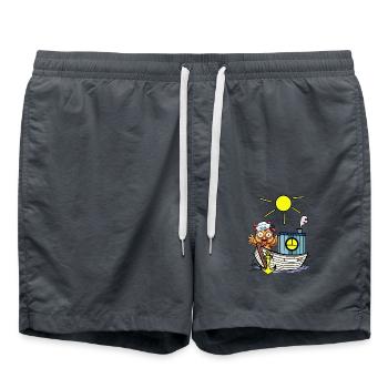 verrücktes lustiges Huhn Seemann Seefahrer Moin - Badeshorts - Anthrazit - Vorne - AI Model Male 185 light (185cm)